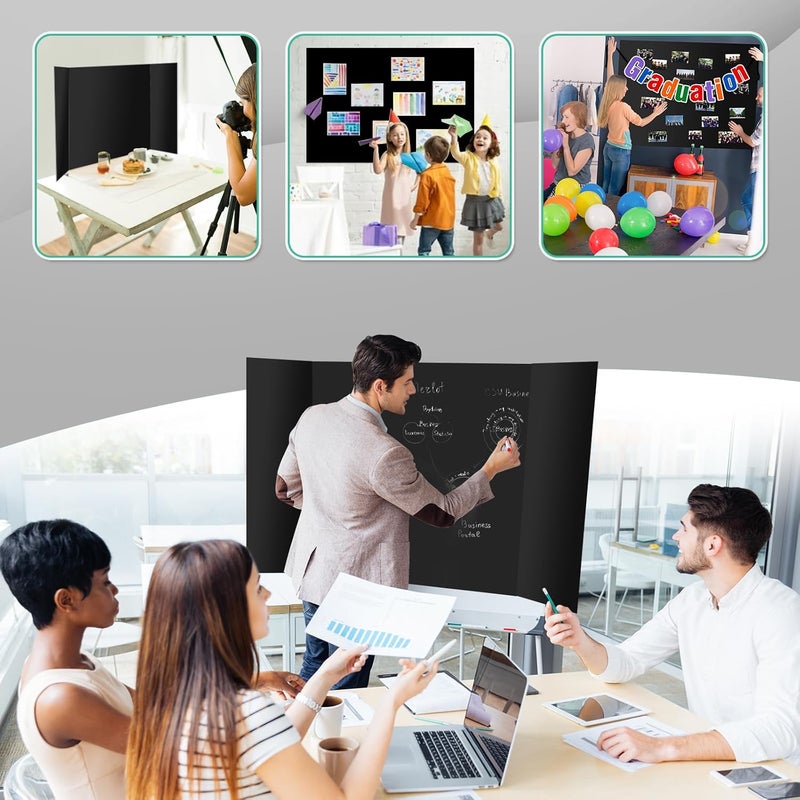IKAYAS 2 Pack Trifold Poster Board, 48" X 36" Double Sided Black Poster Boards, Science Fair Display Boards Posterboard Foamboard for Mounting, Prints,Art,Display,Projects Classroom Supplies - Image 4